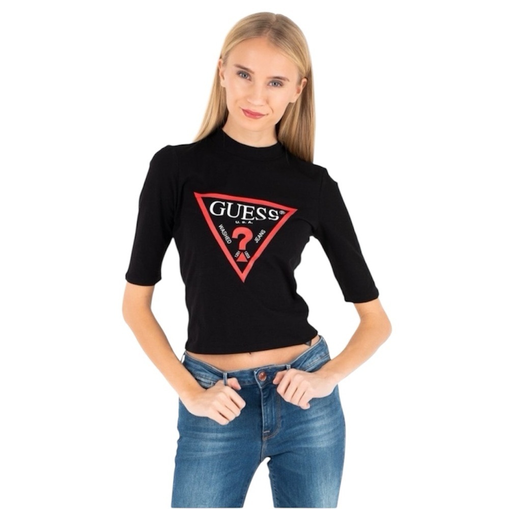 ❤️ 🆕 GUESS Graphic Cropped Shirt Size Medium